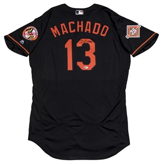 2017 Manny Machado Game Used & Signed Baltimore Orioles Black Alternate Jersey (MLB Authenticated & Beckett)